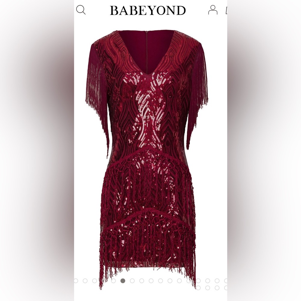 1920s Burgundy Flapper Sequin Dress by Babeyond.
